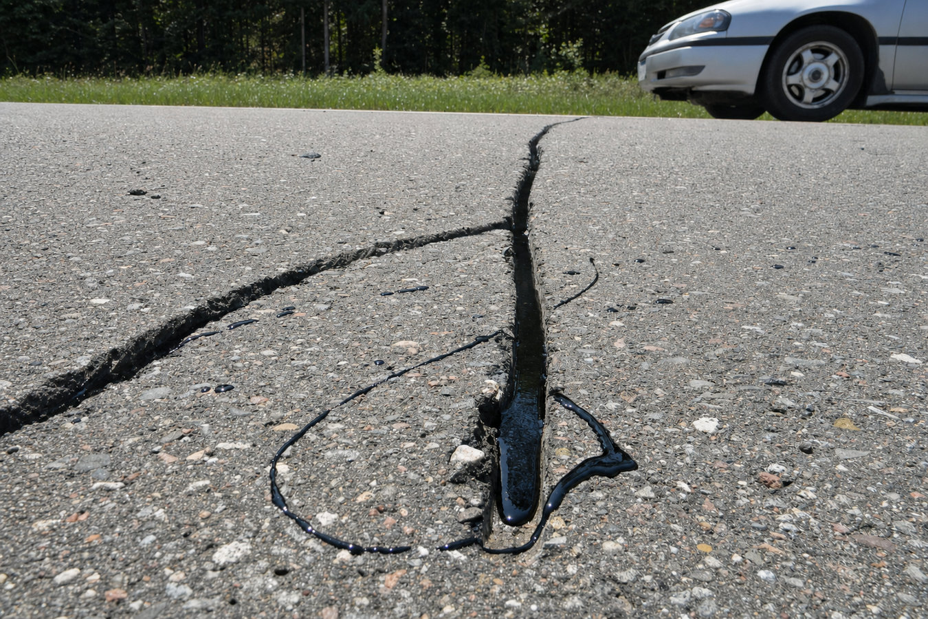 Asphalt crack sealing in Modesto, CA